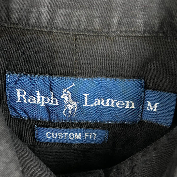 Ralph Lauren CUSTOM FIT Big Pony Short-Sleeve Button-Down Shirt, Men's Size M (approx.) cotton black type Vintage Second Hand