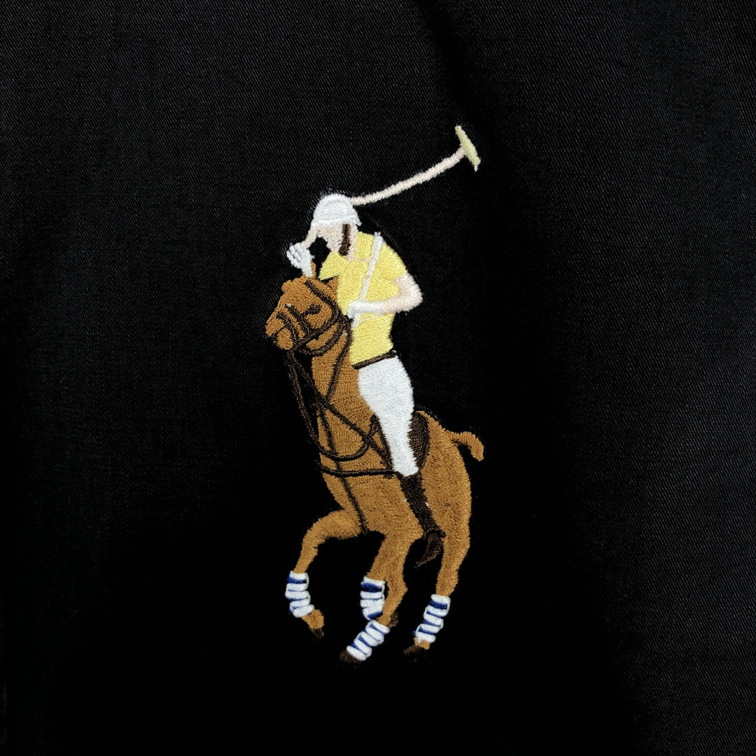 Ralph Lauren CUSTOM FIT Big Pony Short-Sleeve Button-Down Shirt, Men's Size M (approx.) cotton black type Vintage Second Hand