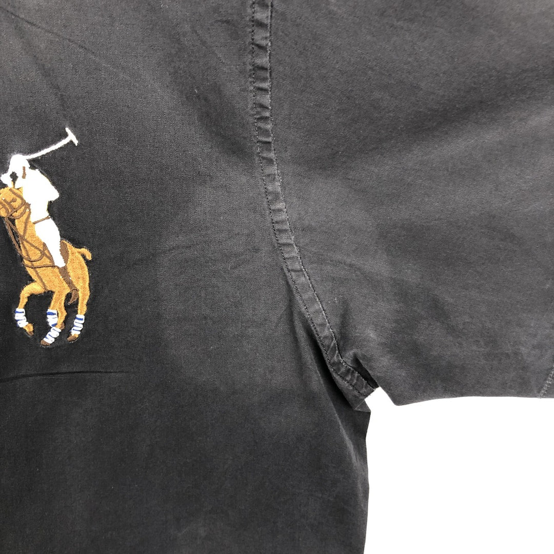 Ralph Lauren CUSTOM FIT Big Pony Short-Sleeve Button-Down Shirt, Men's Size M (approx.) cotton black type Vintage Second Hand