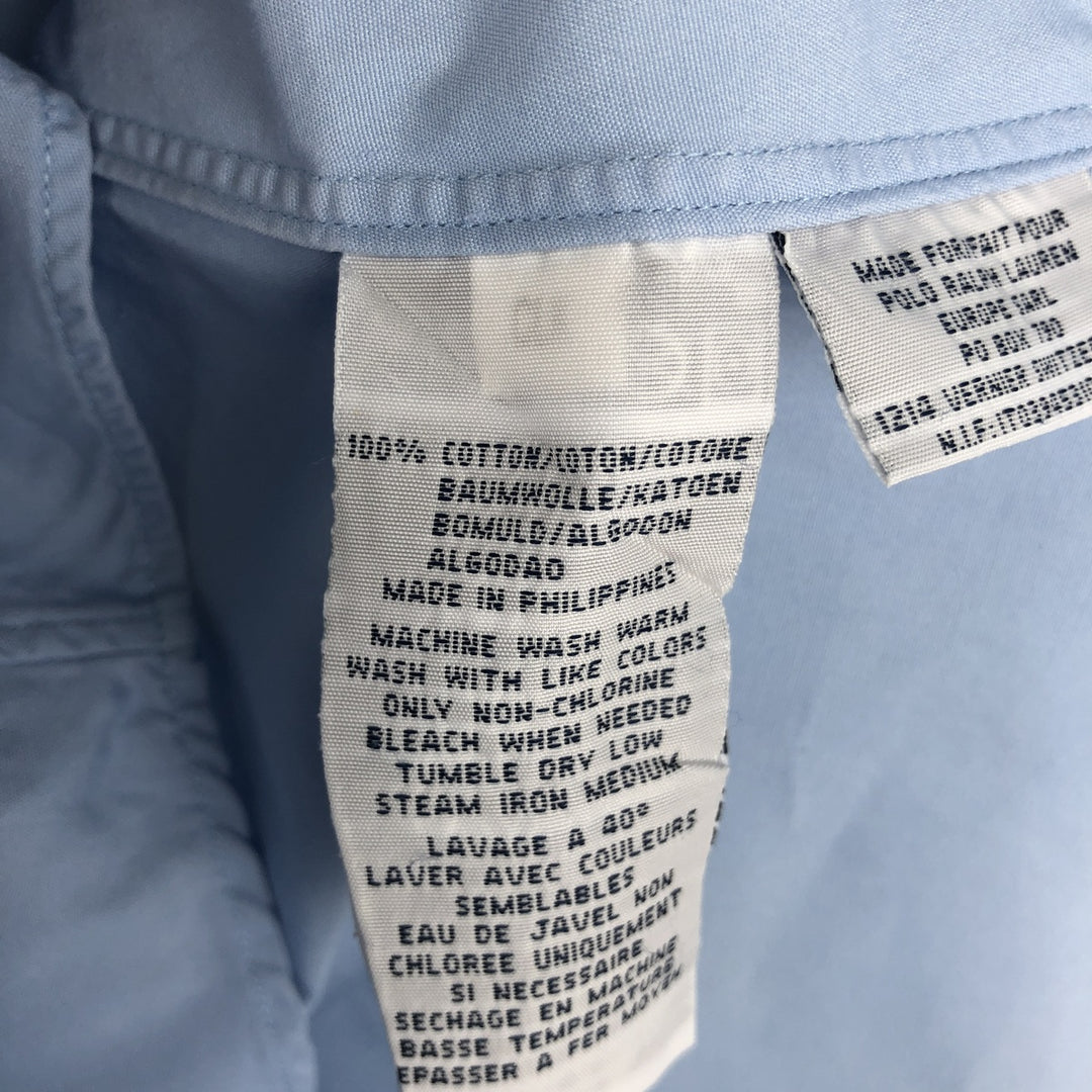 Ralph Lauren POLO by Ralph Lauren CUSTOM FIT Short-Sleeve Button-Down Shirt, Men's Size S (approx.) cotton Blue type light blue Vintage Second Hand