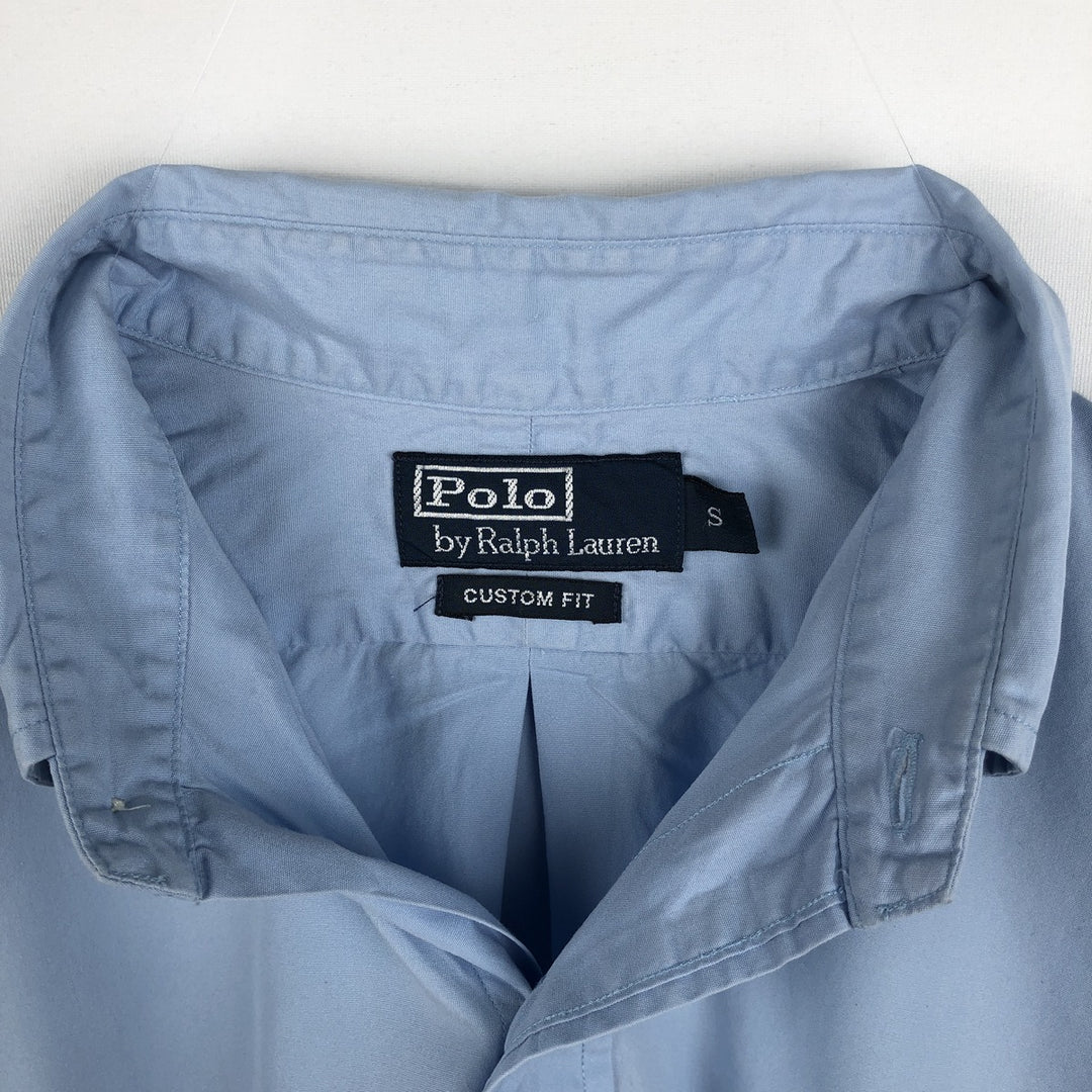 Ralph Lauren POLO by Ralph Lauren CUSTOM FIT Short-Sleeve Button-Down Shirt, Men's Size S (approx.) cotton Blue type light blue Vintage Second Hand