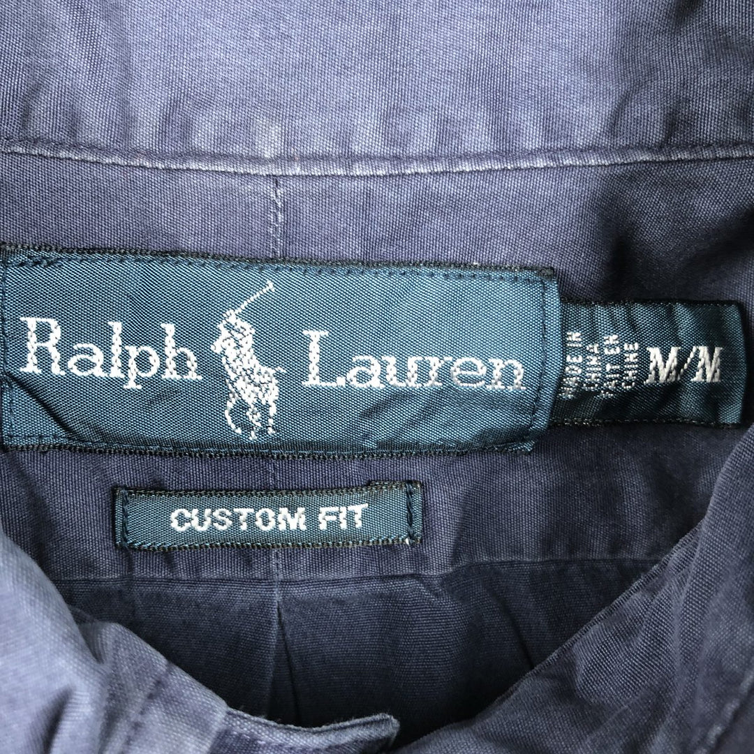 Ralph Lauren CUSTOM FIT short sleeve button down shirt, men's size M cotton navy blue type Vintage Second Hand