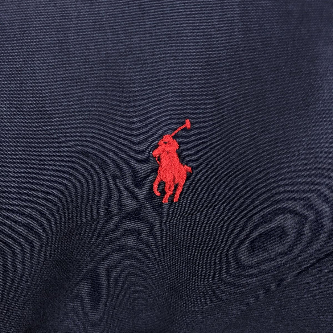 Ralph Lauren CUSTOM FIT short sleeve button down shirt, men's size M cotton navy blue type Vintage Second Hand