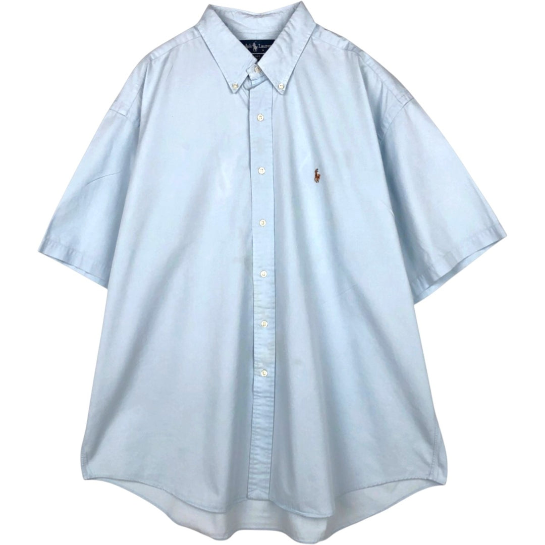 Ralph Lauren BLAKE short sleeve button down shirt, men's XL size cotton Blue type light blue Vintage Second Hand