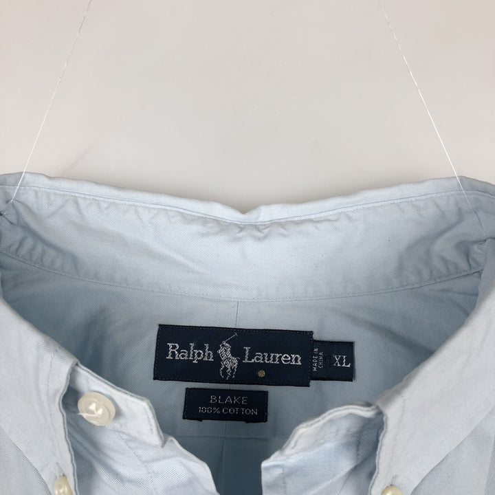 Ralph Lauren BLAKE short sleeve button down shirt, men's XL size cotton Blue type light blue Vintage Second Hand