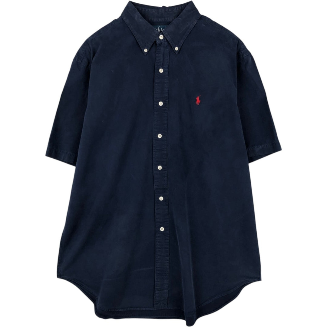 Ralph Lauren Classic Fit short sleeve button down shirt, men's size XL unclear navy blue type Vintage Second Hand