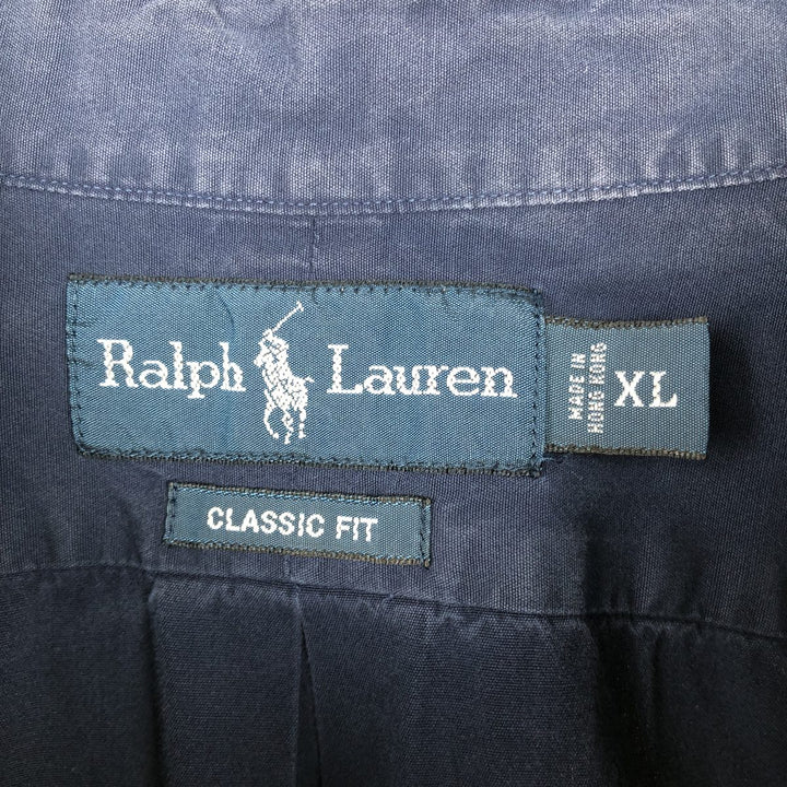 Ralph Lauren Classic Fit short sleeve button down shirt, men's size XL unclear navy blue type Vintage Second Hand
