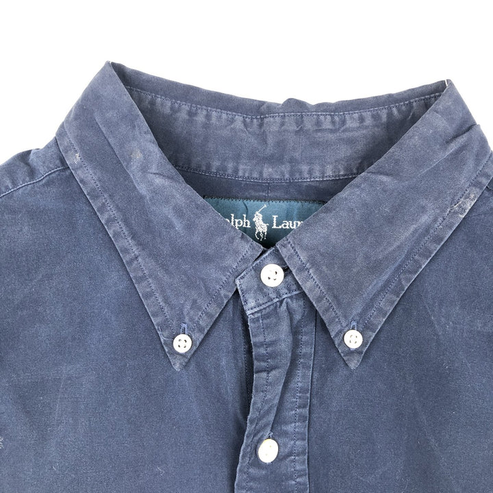 Ralph Lauren Classic Fit short sleeve button down shirt, men's size XL unclear navy blue type Vintage Second Hand