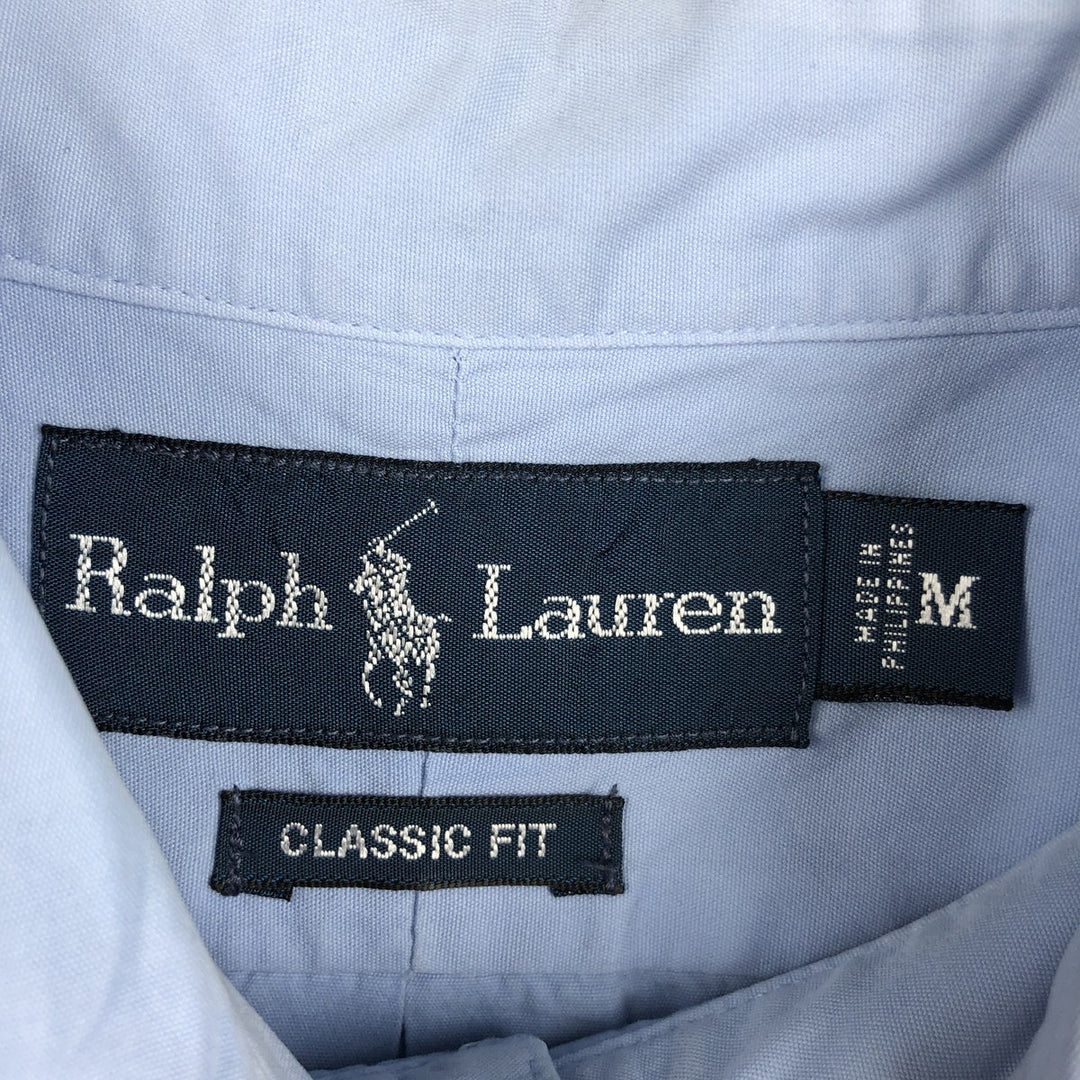 Ralph Lauren Classic Fit short sleeve button down shirt, men's size M cotton Blue type light blue Vintage Second Hand