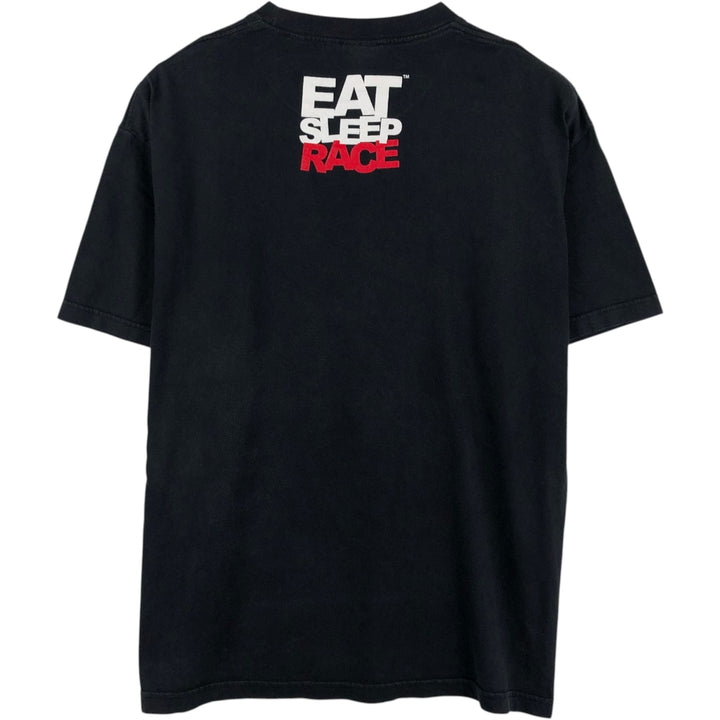 EAT SLEEP RACE Print T-Shirt, Men's XL (equivalent) cotton black type Vintage Second Hand