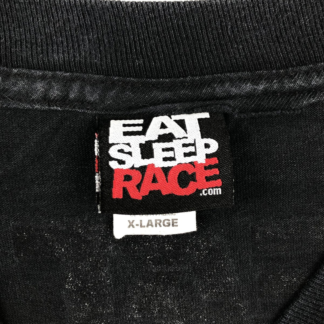 EAT SLEEP RACE Print T-Shirt, Men's XL (equivalent) cotton black type Vintage Second Hand