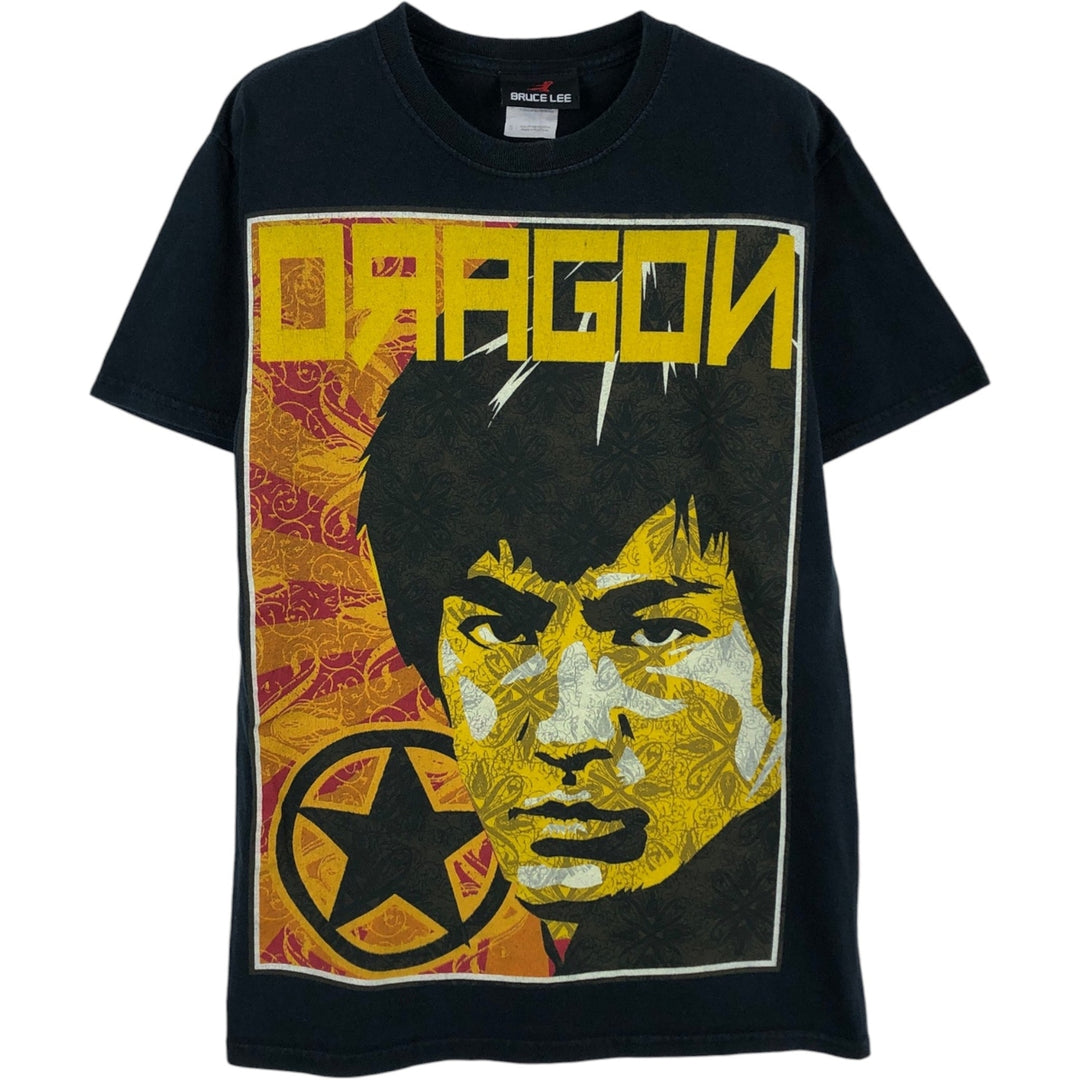 BRUCE LEE Printed T-Shirt (Men's Size S) cotton black type Vintage Second Hand