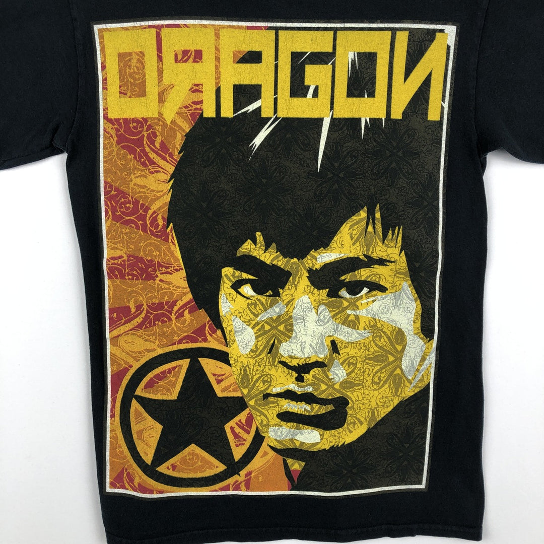 BRUCE LEE Printed T-Shirt (Men's Size S) cotton black type Vintage Second Hand