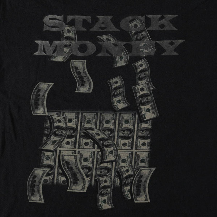 Big size TND printed T-shirt, equivalent to men's XXXL. cotton black type Vintage Second Hand