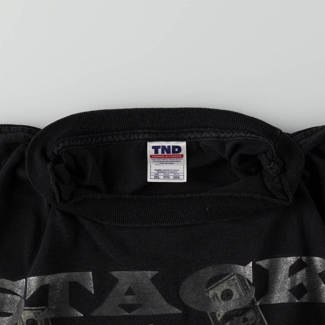 Big size TND printed T-shirt, equivalent to men's XXXL. cotton black type Vintage Second Hand