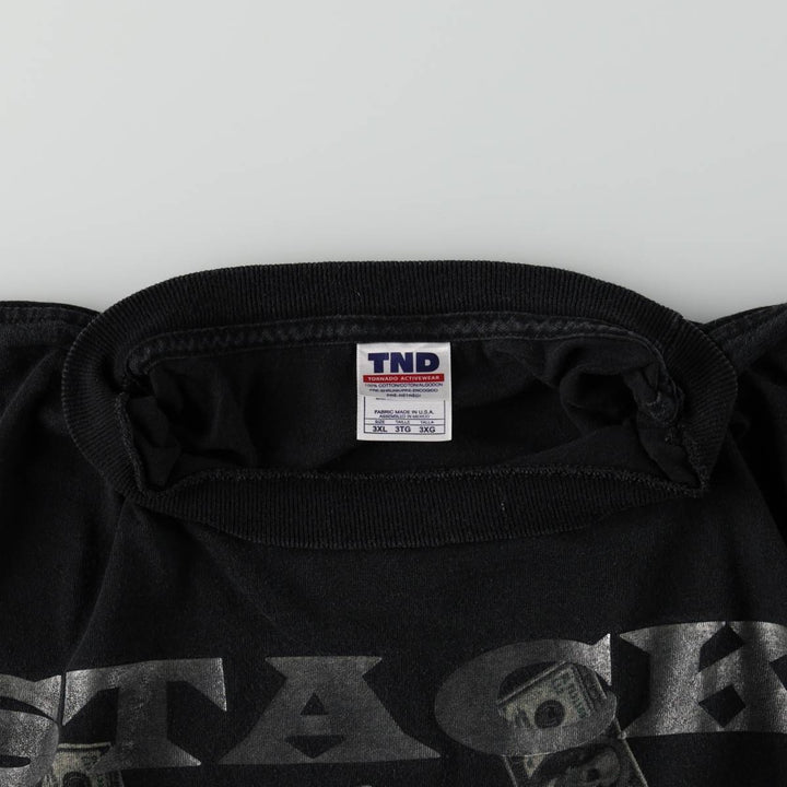 Big size TND printed T-shirt, equivalent to men's XXXL. cotton black type Vintage Second Hand