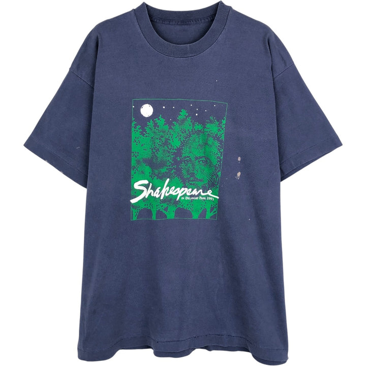 90'S Vintage Printed T-Shirt, Men's Size L unclear navy blue type Vintage Second Hand