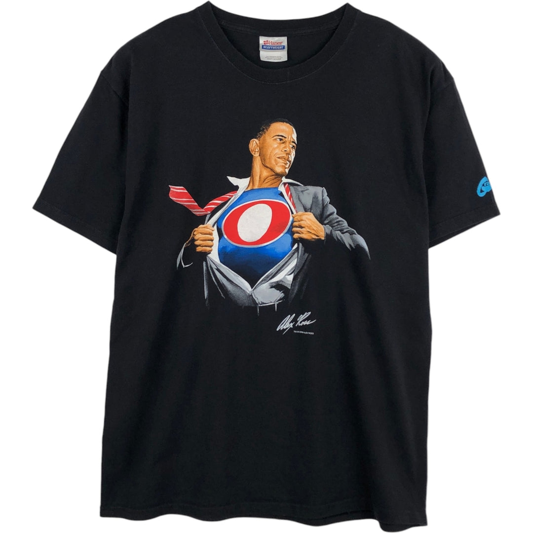 2000'S Hanes Heavyweight Print T-Shirt, Men's Size L (approx.) cotton black type Vintage Second Hand
