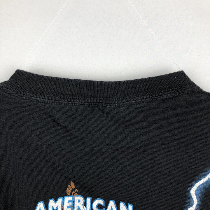 ~90'S Caribbean Dream AMERICAN THUNDER Wolf Pattern Indian Pattern Print T-Shirt Men's Size L (Equivalent) Vintage cotton black type Vintage Second Hand