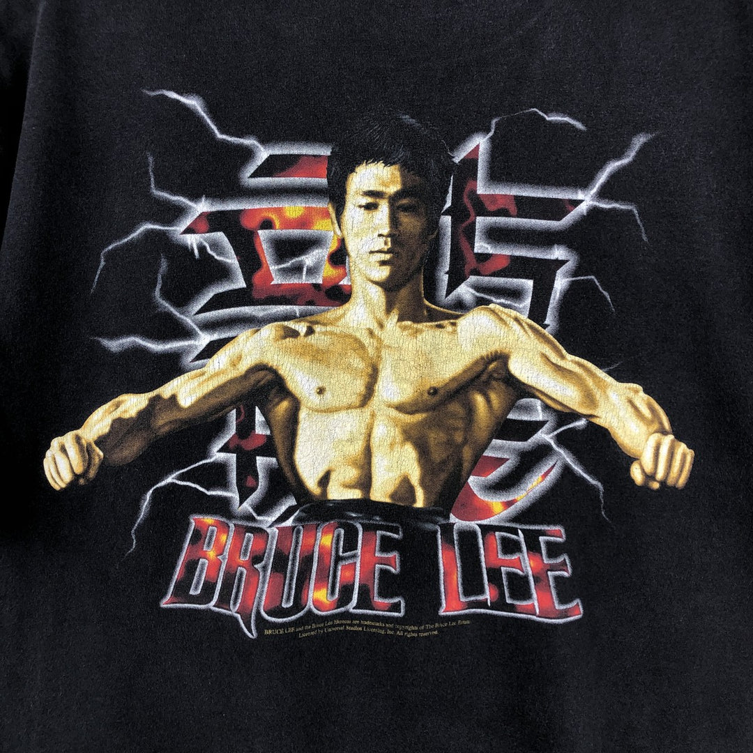 90'S TULTEX Bruce Lee Print T-Shirt, Men's XL equivalent, Vintage cotton black type Vintage Second Hand