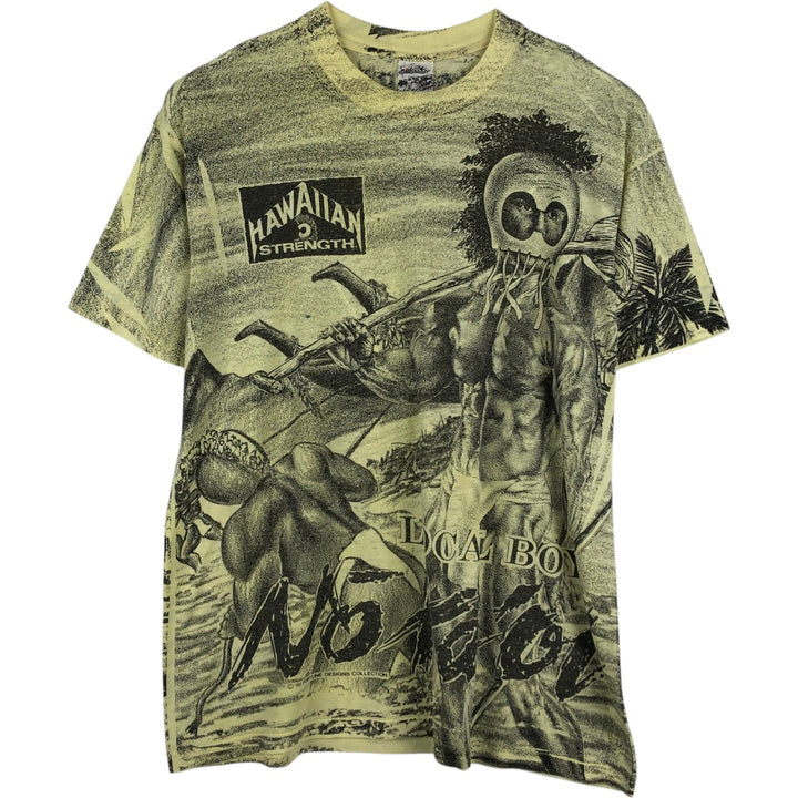 STEDMAN Super 50 All-Over Print T-Shirt, Men's XL (approx.) cotton yellow type Vintage Second Hand