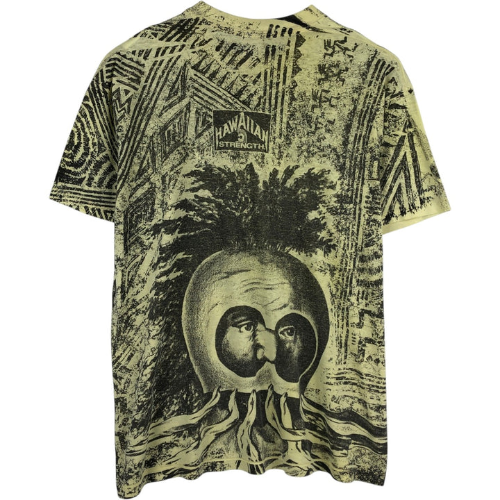 STEDMAN Super 50 All-Over Print T-Shirt, Men's XL (approx.) cotton yellow type Vintage Second Hand