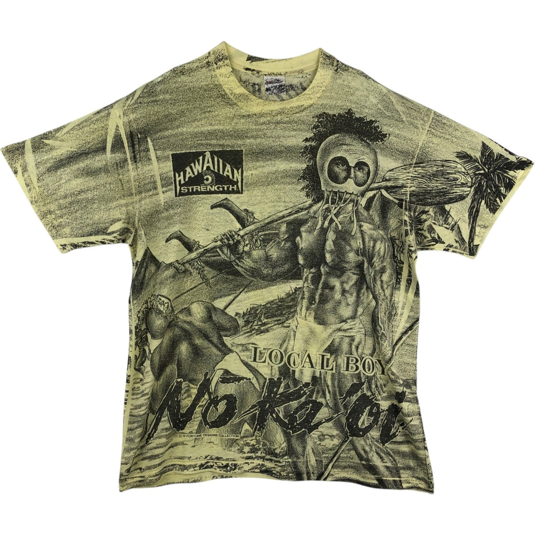 STEDMAN Super 50 All-Over Print T-Shirt, Men's XL (approx.) cotton yellow type Vintage Second Hand