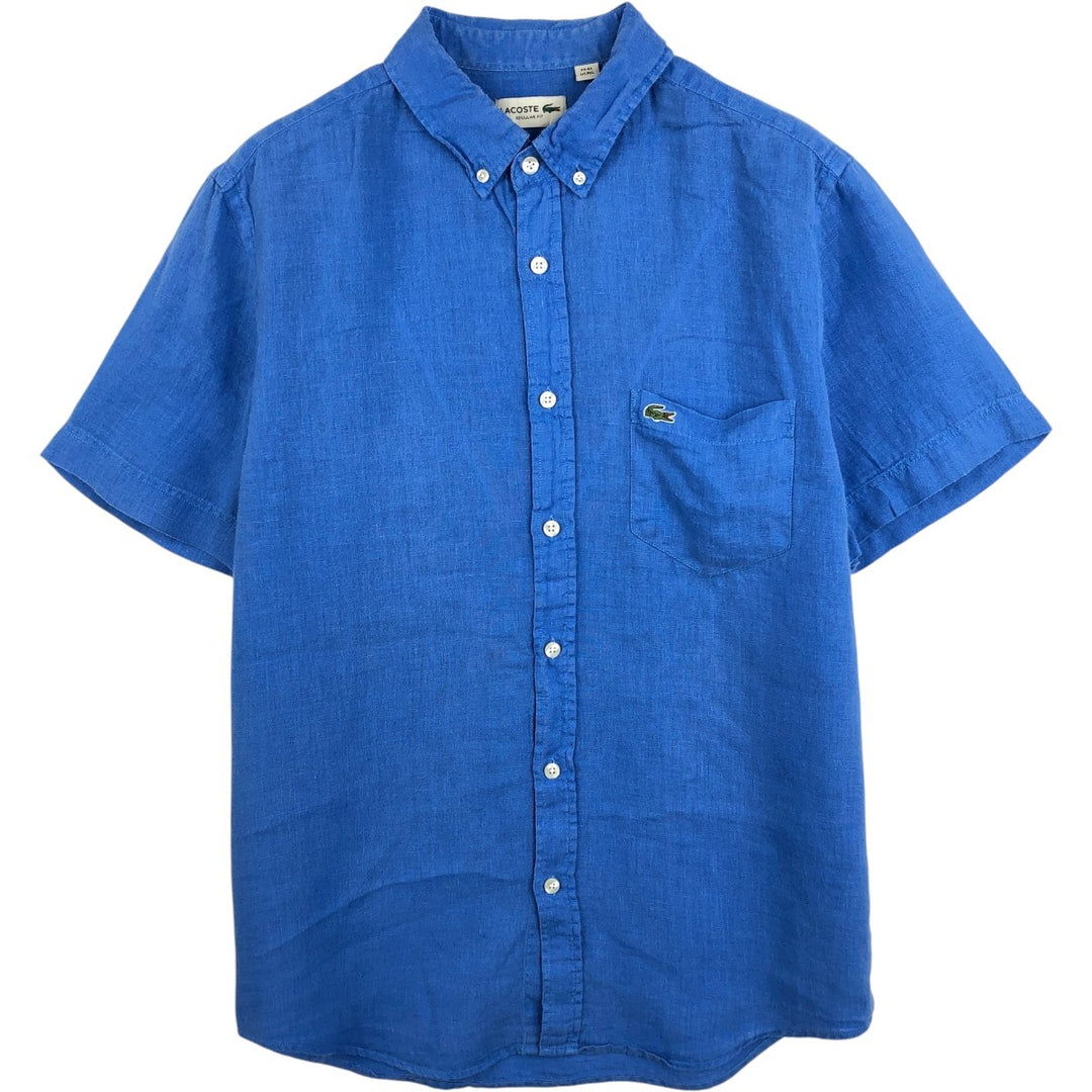 Lacoste Regular Fit Short-Sleeve Button-Down Shirt, Men's Size L (approx.) unclear blue type Vintage Second Hand