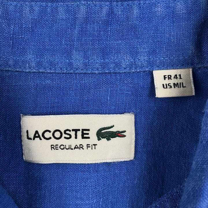 Lacoste Regular Fit Short-Sleeve Button-Down Shirt, Men's Size L (approx.) unclear blue type Vintage Second Hand