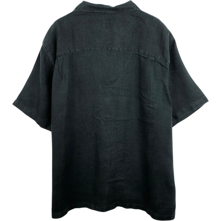 BREAKWATER Short-Sleeve Open-Collar Linen Shirt, Men's Size XL (approx.) linen black type Vintage Second Hand
