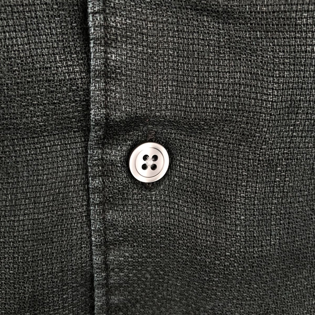 BREAKWATER Short-Sleeve Open-Collar Linen Shirt, Men's Size XL (approx.) linen black type Vintage Second Hand
