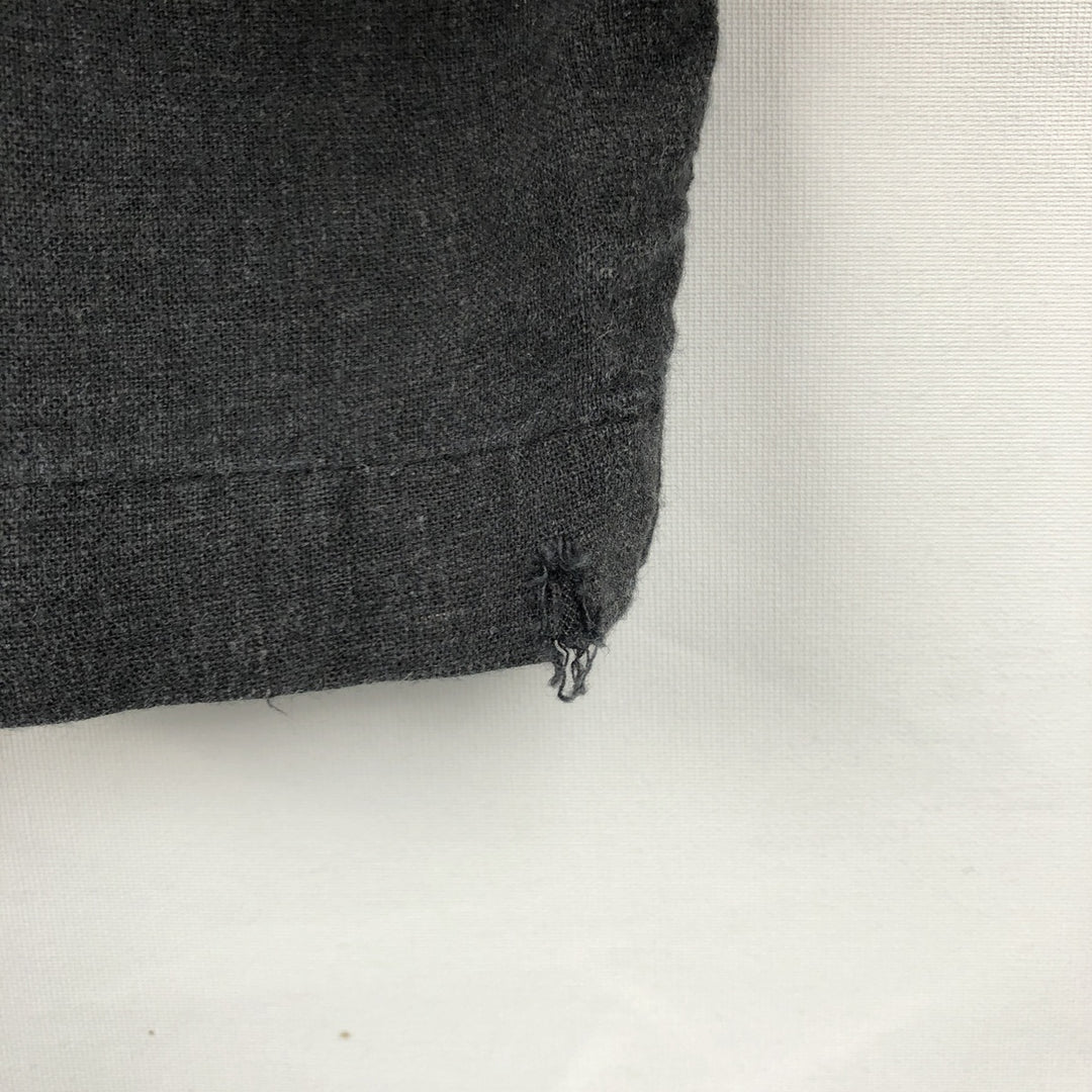 HAGGAR Washable Linen Short-Sleeve Open-Collar Linen x Rayon Box Shirt (Men's Size L) linen black type Vintage Second Hand