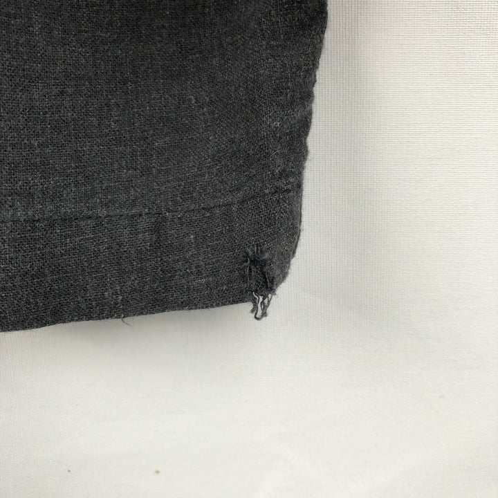 HAGGAR Washable Linen Short-Sleeve Open-Collar Linen x Rayon Box Shirt (Men's Size L) linen black type Vintage Second Hand