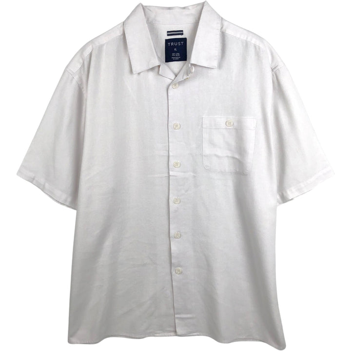 TRUST Short Sleeve Open Collar Linen Shirt, Box Shirt, Men's XL linen white type Vintage Second Hand