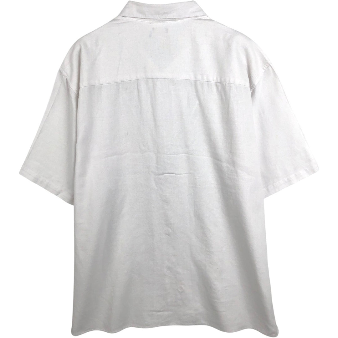 TRUST Short Sleeve Open Collar Linen Shirt, Box Shirt, Men's XL linen white type Vintage Second Hand