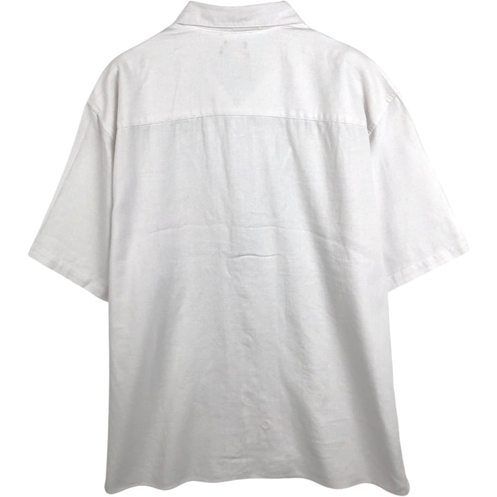 TRUST Short Sleeve Open Collar Linen Shirt, Box Shirt, Men's XL linen white type Vintage Second Hand