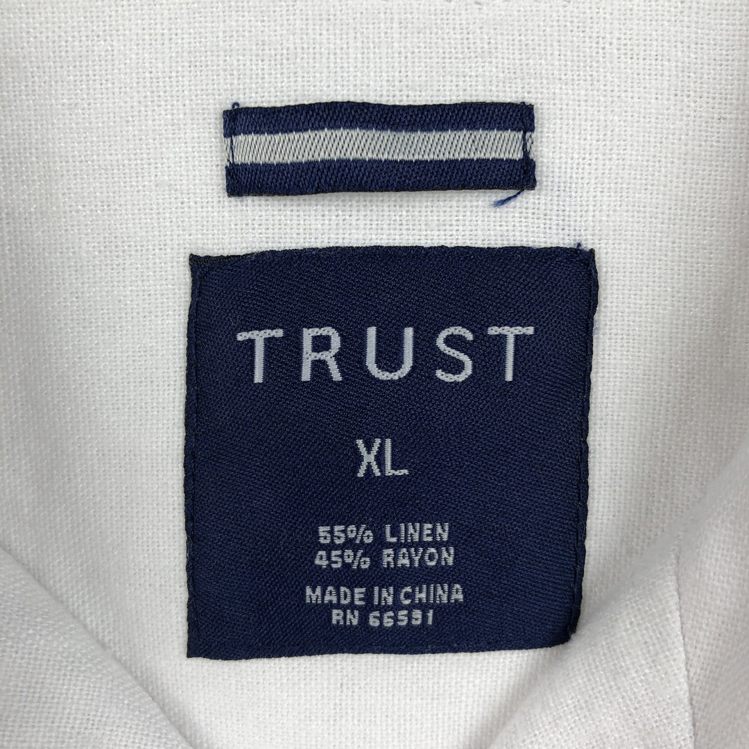 TRUST Short Sleeve Open Collar Linen Shirt, Box Shirt, Men's XL linen white type Vintage Second Hand