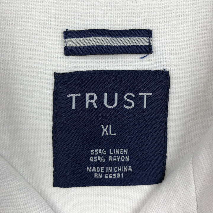 TRUST Short Sleeve Open Collar Linen Shirt, Box Shirt, Men's XL linen white type Vintage Second Hand