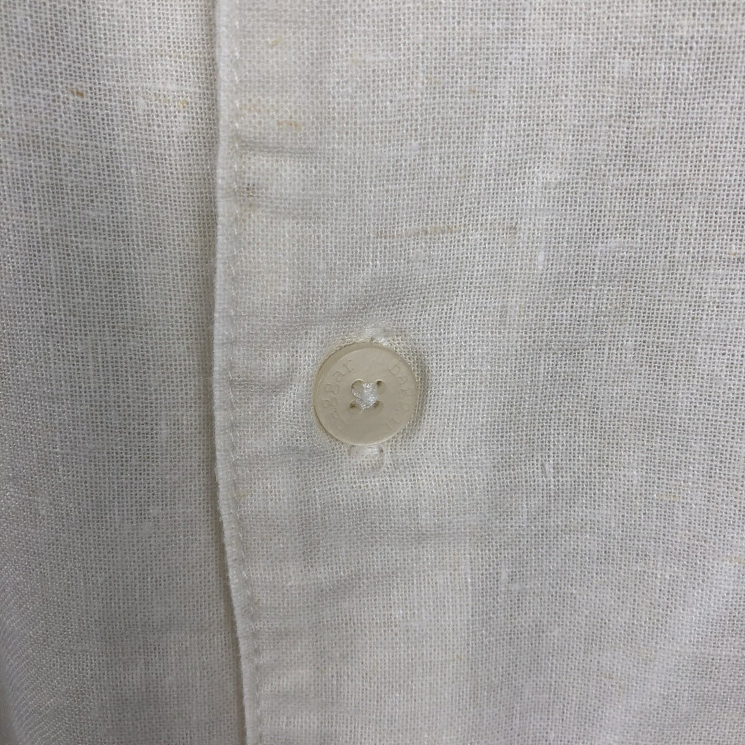 HAGGAR Washable Linen Short-Sleeve Open-Collar Linen Shirt, Boxy Shirt, Men's Size XL (approx.) linen white type Vintage Second Hand