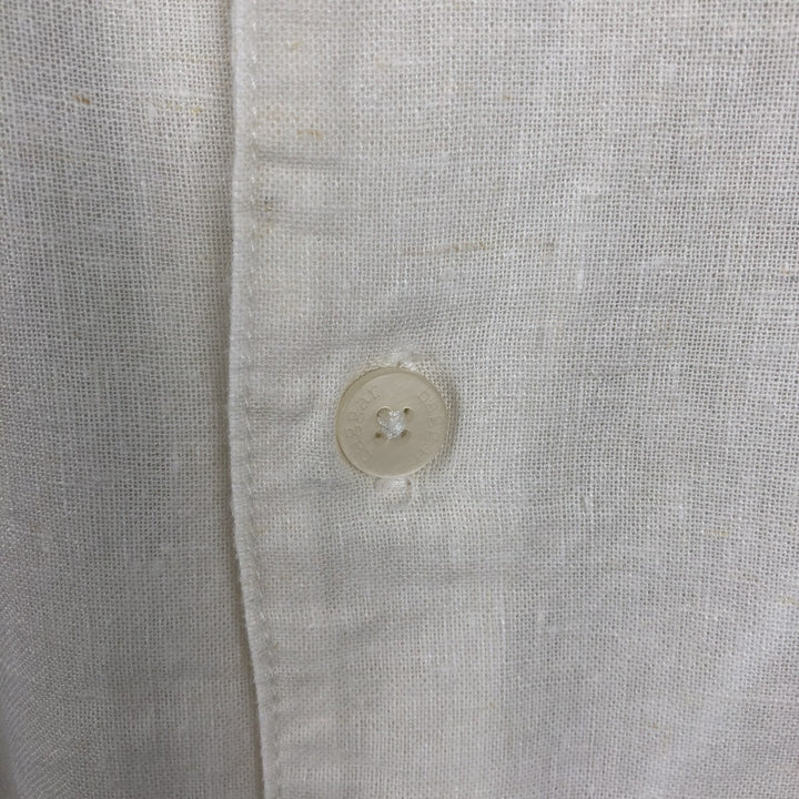 HAGGAR Washable Linen Short-Sleeve Open-Collar Linen Shirt, Boxy Shirt, Men's Size XL (approx.) linen white type Vintage Second Hand