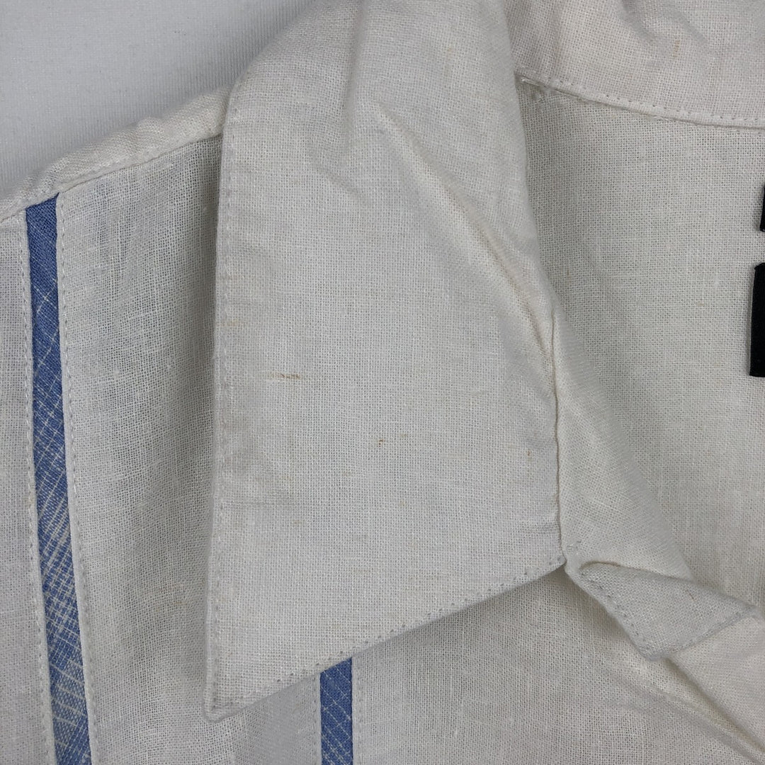 HAGGAR Washable Linen Short-Sleeve Open-Collar Linen Shirt, Boxy Shirt, Men's Size XL (approx.) linen white type Vintage Second Hand