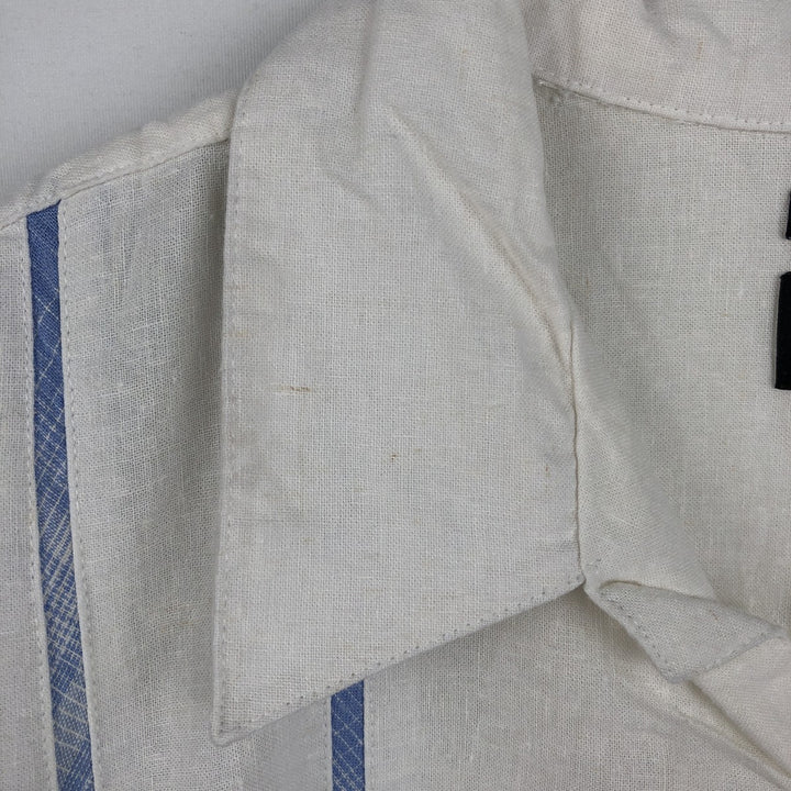 HAGGAR Washable Linen Short-Sleeve Open-Collar Linen Shirt, Boxy Shirt, Men's Size XL (approx.) linen white type Vintage Second Hand