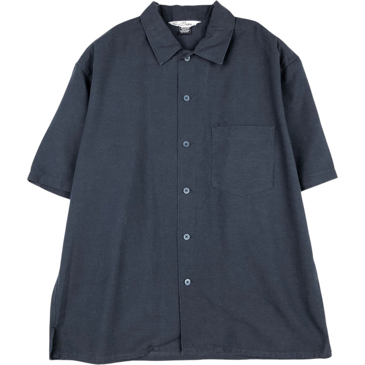 Short-sleeved linen shirt, men's size M. linen navy blue type Vintage Second Hand