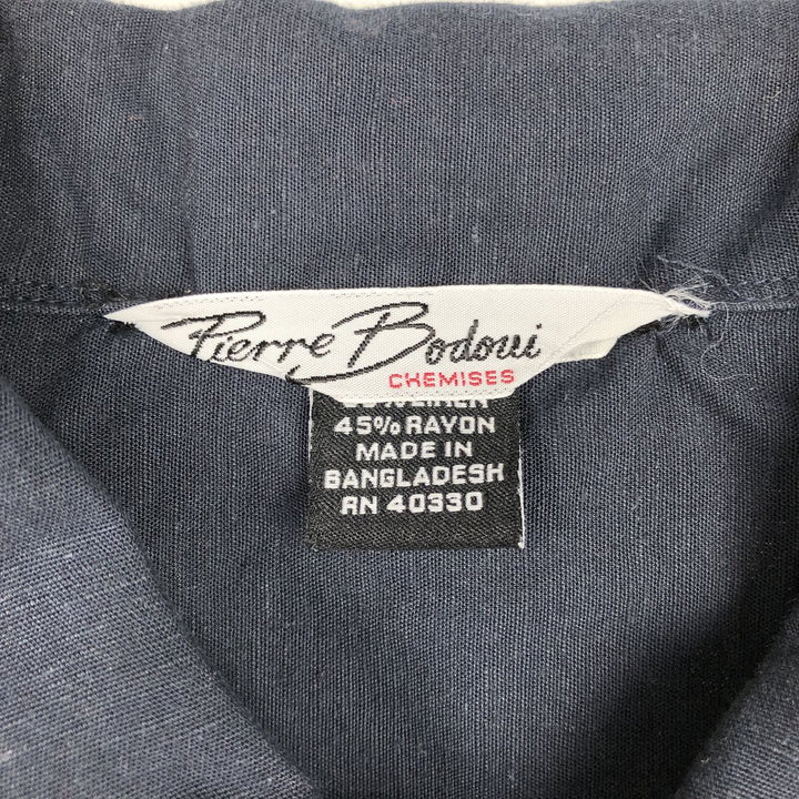 Short-sleeved linen shirt, men's size M. linen navy blue type Vintage Second Hand