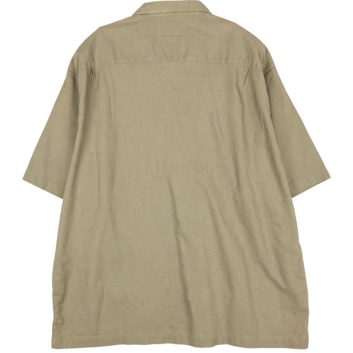 Van Heusen short-sleeved open-collar linen shirt, men's size L (approx.) linen Khaki type beige Vintage Second Hand