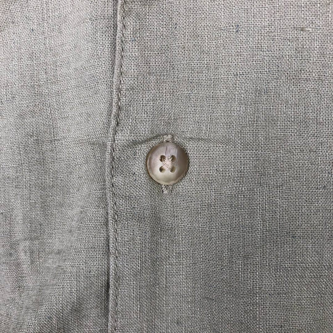 Van Heusen short-sleeved open-collar linen shirt, men's size L (approx.) linen Khaki type beige Vintage Second Hand