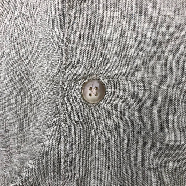Van Heusen short-sleeved open-collar linen shirt, men's size L (approx.) linen Khaki type beige Vintage Second Hand