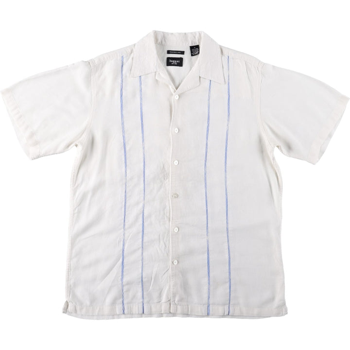 Haggar Short-Sleeve Open-Collar Linen Shirt, Men's Size M (approx.) linen white type Vintage Second Hand