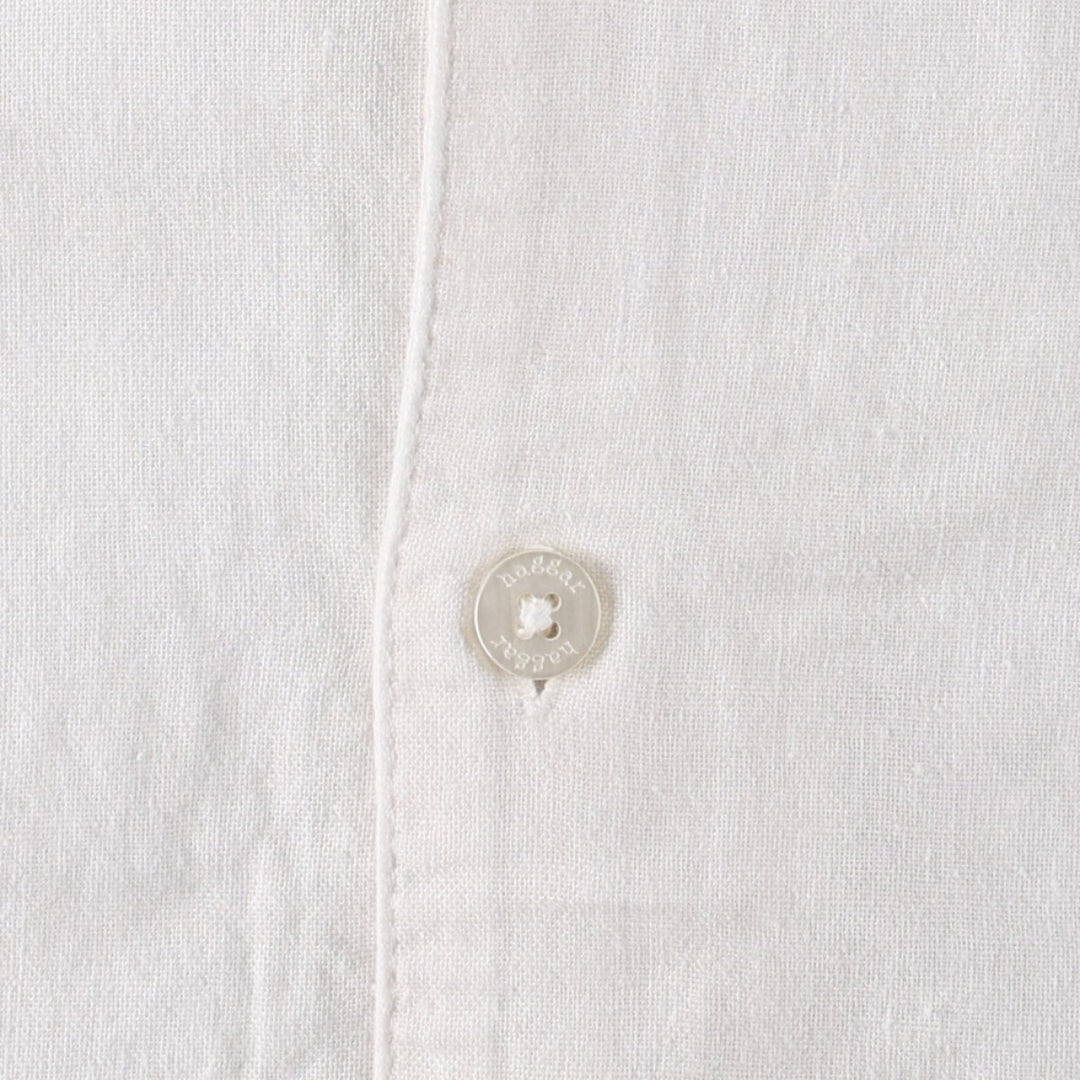 Haggar Short-Sleeve Open-Collar Linen Shirt, Men's Size M (approx.) linen white type Vintage Second Hand