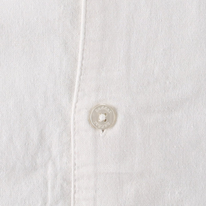 Haggar Short-Sleeve Open-Collar Linen Shirt, Men's Size M (approx.) linen white type Vintage Second Hand